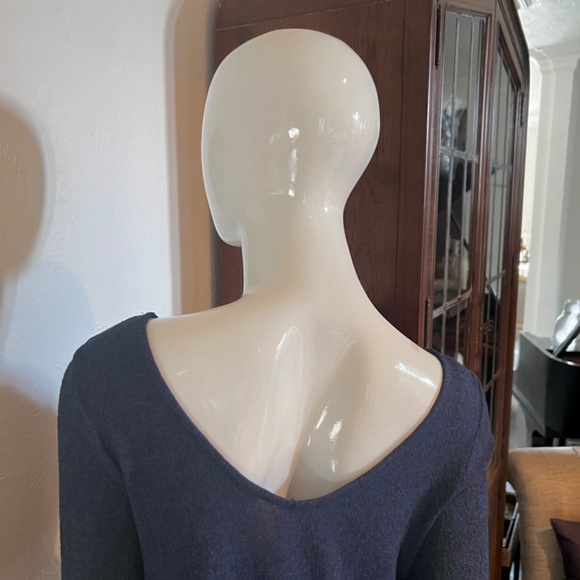 Anthopologie Navy and Black Marled Scoop Neck Swing Sweater - Small - Picture 10 of 14